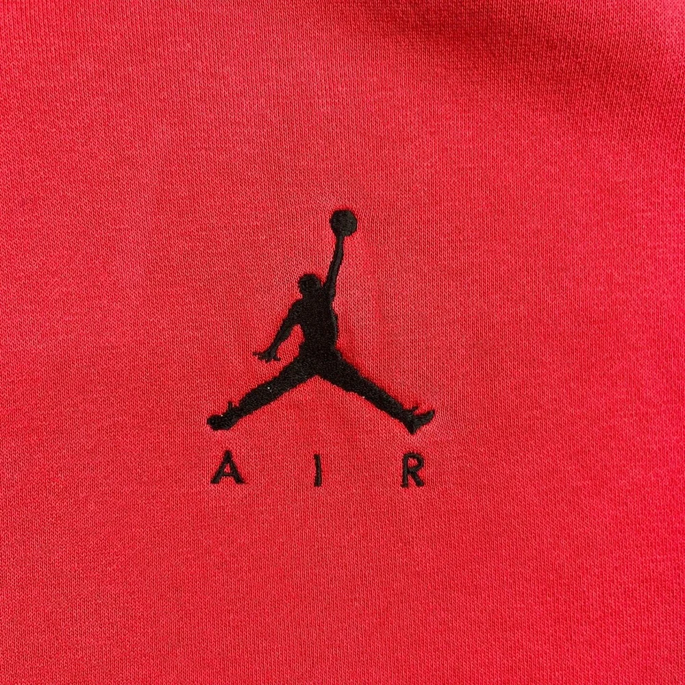 Jordan Air Mens Red Fleece Pullover Jumpman Logo Hoodie Standard Fit Large‎